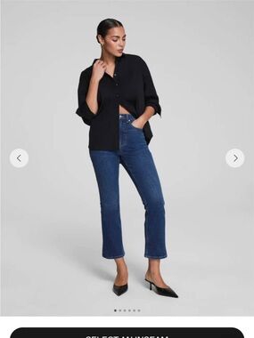 SPANX Wide-Leg Jeans in Dark Blue Denim
